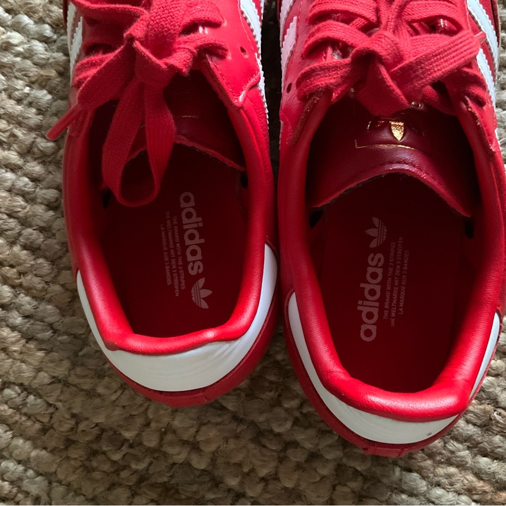 adidas Red Samba Sneakers with White Stripes - Picture 6 of 11